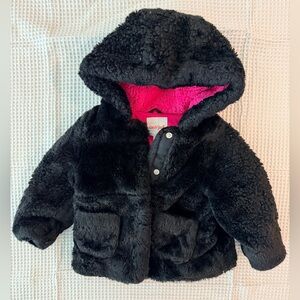 Cat & Jack Black FuzzyJacket with Pink Lining